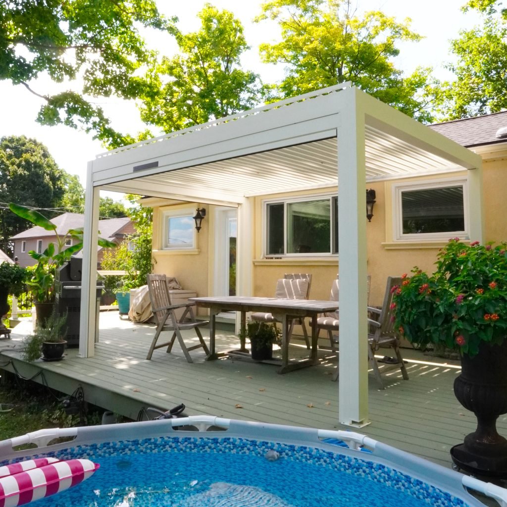 Hamilton White Louvered Pergola