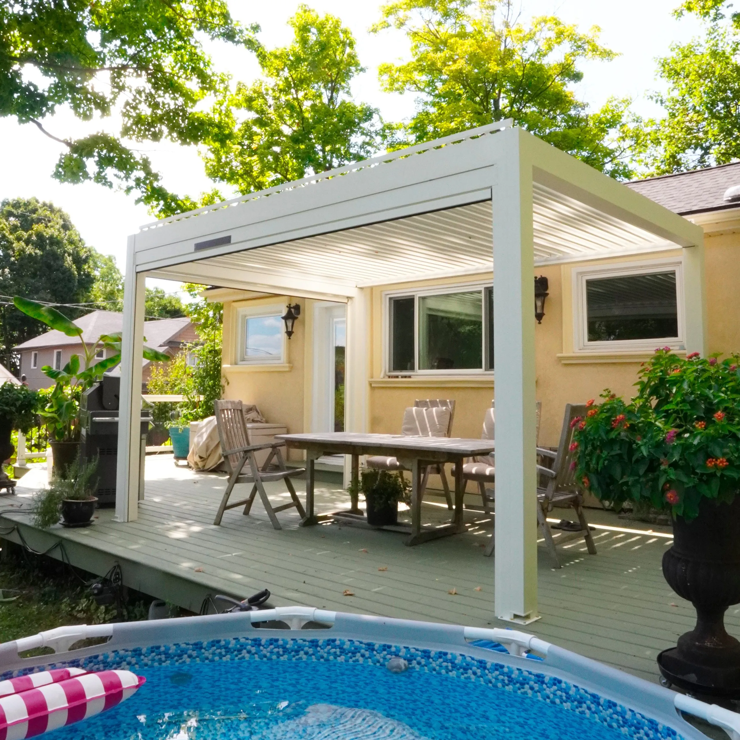 Hamilton White Louvered Pergola